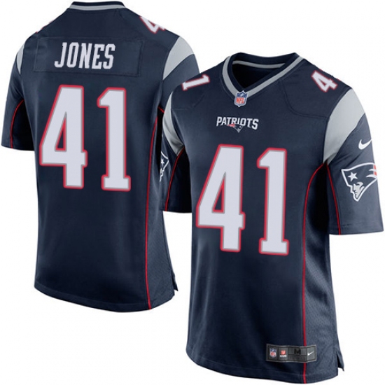 Men's Nike New England Patriots 41 Cyrus Jones Game Navy Blue Team Color NFL Jersey