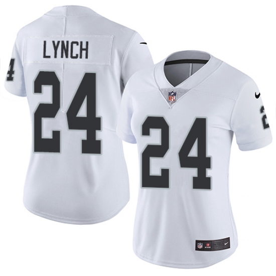 Women's Nike Oakland Raiders 24 Marshawn Lynch Elite White NFL Jersey