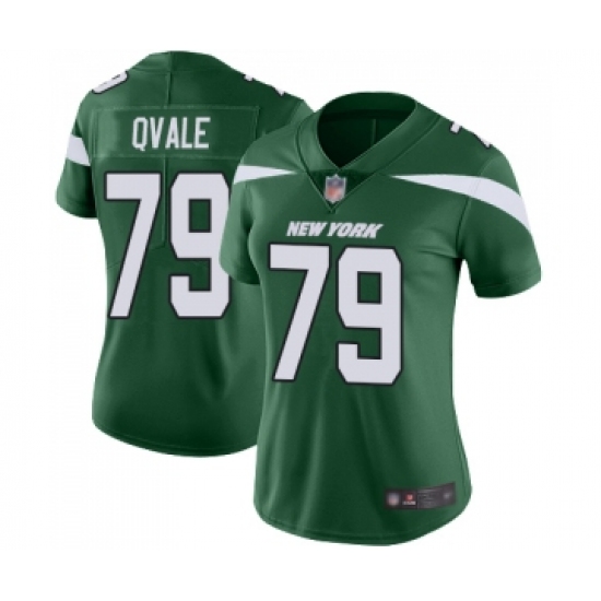 Women's New York Jets 79 Brent Qvale Green Team Color Vapor Untouchable Limited Player Football Jersey