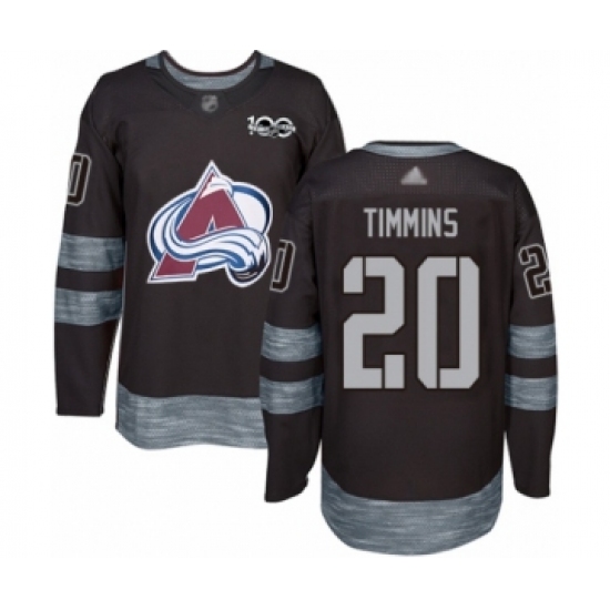 Men's Colorado Avalanche 20 Conor Timmins Authentic Black 1917-2017 100th Anniversary Hockey Jersey