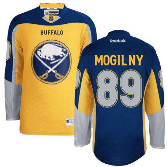 Men's Reebok Buffalo Sabres 89 Alexander Mogilny Authentic Gold New Third NHL Jersey