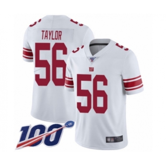 Men's New York Giants 56 Lawrence Taylor White Vapor Untouchable Limited Player 100th Season Football Jersey