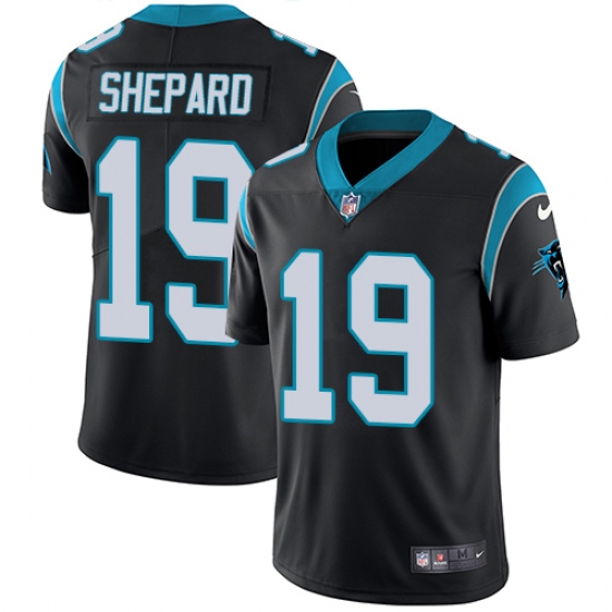 Men's Nike Carolina Panthers 19 Russell Shepard Black Team Color Vapor Untouchable Limited Player NFL Jersey