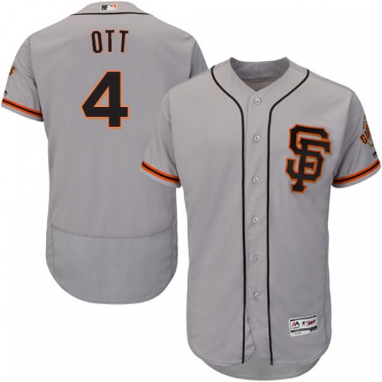 Men's Majestic San Francisco Giants 4 Mel Ott Grey Alternate Flex Base Authentic Collection MLB Jersey