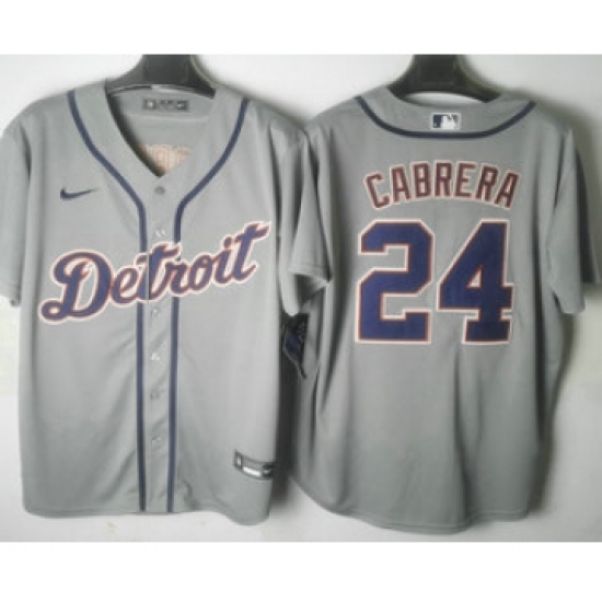 Men's Detroit Tigers 24 Miguel Cabrera Grey Stitched Cool Base Nike Jersey