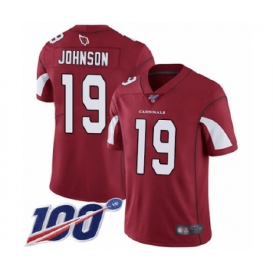 Youth Arizona Cardinals 19 KeeSean Johnson Red Team Color Vapor Untouchable Limited Player 100th Season Football Jersey