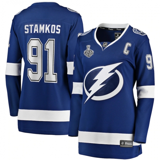 Women's Tampa Bay Lightning 91 Steven Stamkos Fanatics Branded Blue 2020 Stanley Cup Final Bound Home Player Breakaway Jersey