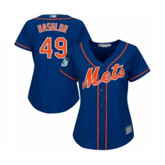 Women's New York Mets 49 Tyler Bashlor Authentic Royal Blue Alternate Home Cool Base Baseball Player Jersey