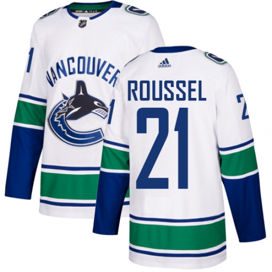 Men's Adidas Vancouver Canucks 21 Antoine Roussel Authentic White Away NHL Jersey