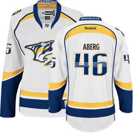 Women's Reebok Nashville Predators 46 Pontus Aberg Authentic White Away NHL Jersey