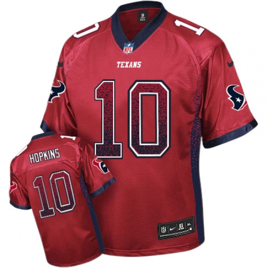 Men's Nike Houston Texans 10 DeAndre Hopkins Elite Red Drift Fashion NFL Jersey