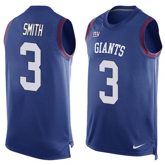 Men's Nike New York Giants 3 Geno Smith Limited Royal Blue Player Name & Number Tank Top NFL Jersey