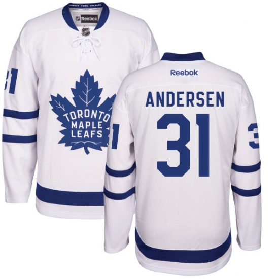 Men's Reebok Toronto Maple Leafs 31 Frederik Andersen Authentic White Away NHL Jersey