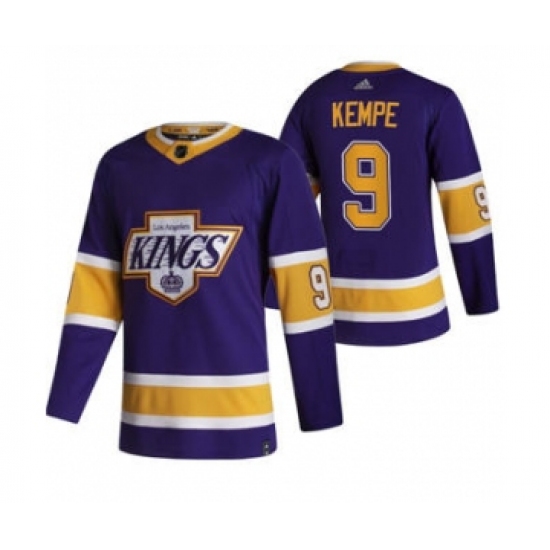 Men's Los Angeles Kings 9 Adrian Kempe Black 2020-21 Reverse Retro Alternate Hockey Jersey