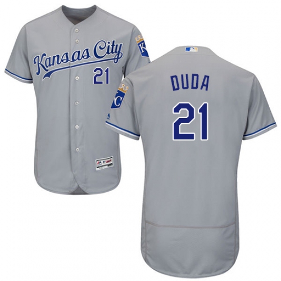 Men's Majestic Kansas City Royals 21 Lucas Duda Grey Road Flex Base Authentic Collection MLB Jersey