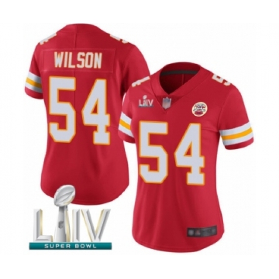 Women's Kansas City Chiefs 54 Damien Wilson Red Team Color Vapor Untouchable Limited Player Super Bowl LIV Bound Football Jersey