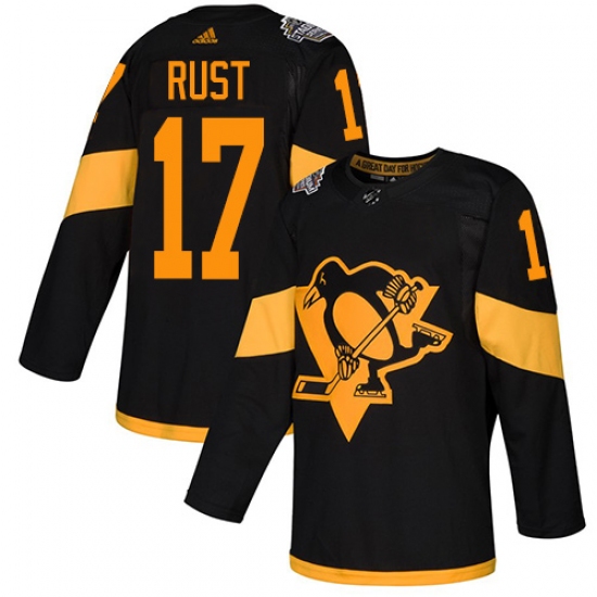 Youth Adidas Pittsburgh Penguins 17 Bryan Rust Black Authentic 2019 Stadium Series Stitched NHL Jersey