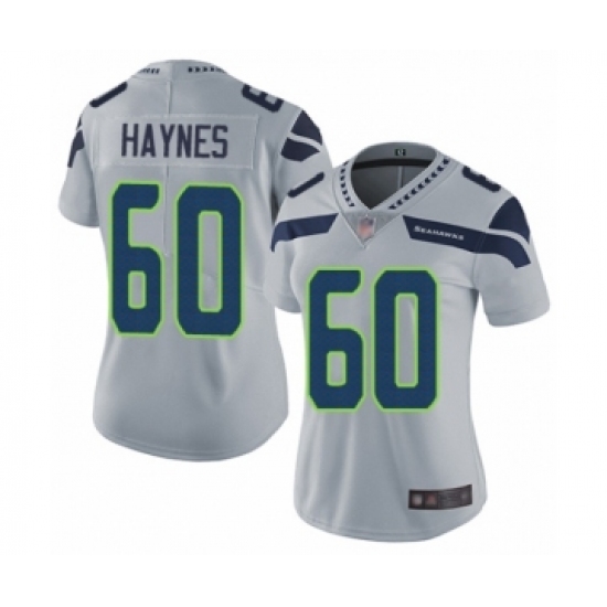 Women's Seattle Seahawks 60 Phil Haynes Grey Alternate Vapor Untouchable Limited Player Football Jersey