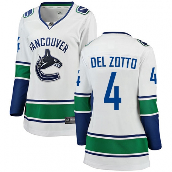 Women's Vancouver Canucks 4 Michael Del Zotto Fanatics Branded White Away Breakaway NHL Jersey