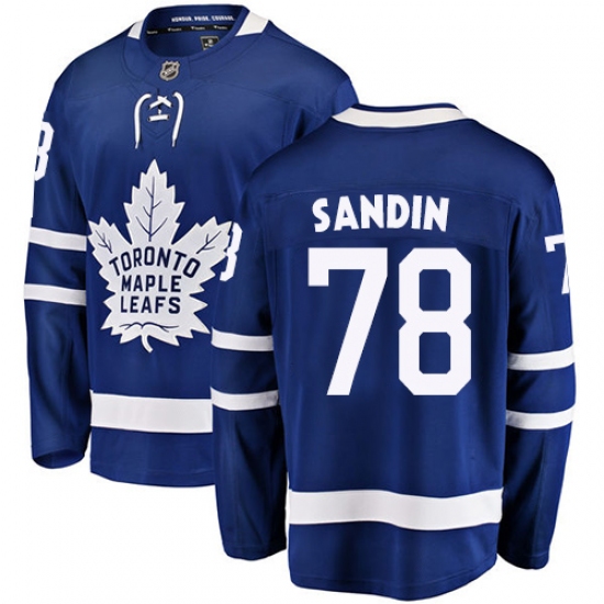 Youth Toronto Maple Leafs 78 Rasmus Sandin Authentic Royal Blue Home Fanatics Branded Breakaway NHL Jersey