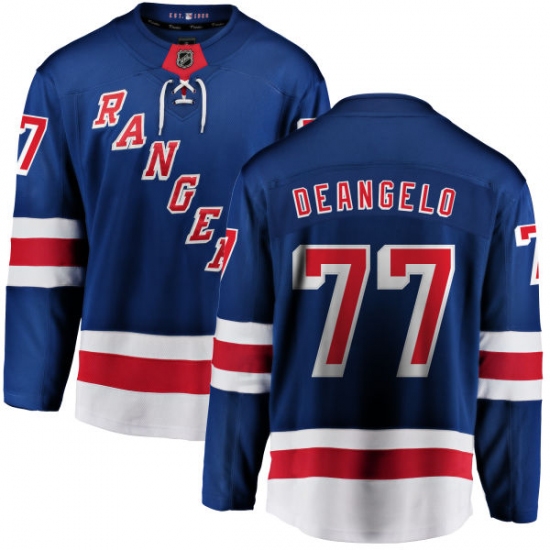 Men's New York Rangers 77 Anthony DeAngelo Fanatics Branded Royal Blue Home Breakaway NHL Jersey