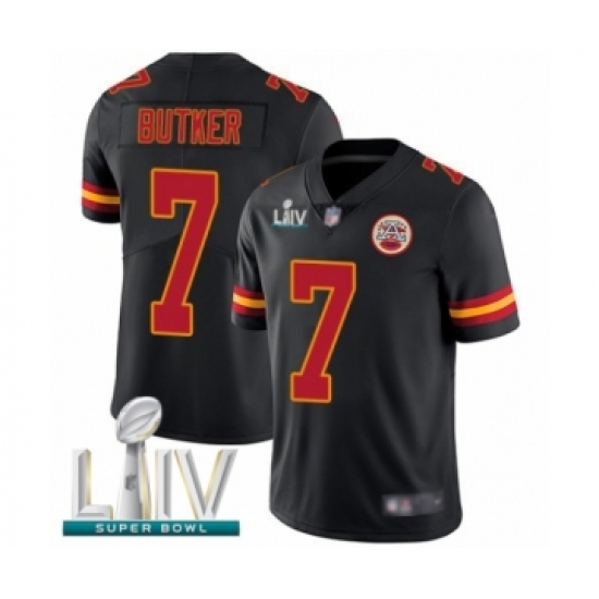 Youth Kansas City Chiefs 7 Harrison Butker Limited Black Rush Vapor Untouchable Super Bowl LIV Bound Football Jersey