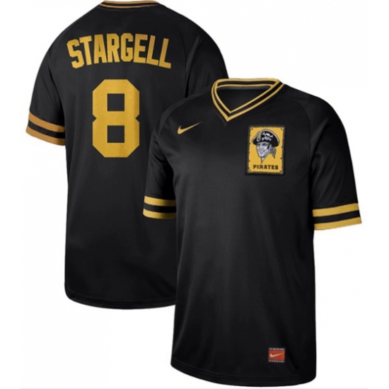 Men's Nike Pittsburgh Pirates 8 Willie Stargell Black Authentic Cooperstown Collection Stitched Baseball Jersey