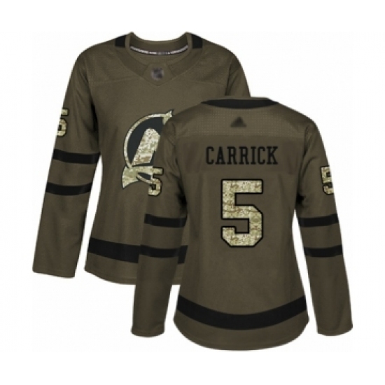 Women's New Jersey Devils 5 Connor Carrick Authentic Green Salute to Service Hockey Jersey