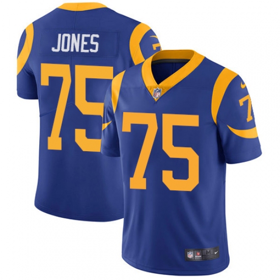 Men's Nike Los Angeles Rams 75 Deacon Jones Royal Blue Alternate Vapor Untouchable Limited Player NFL Jersey