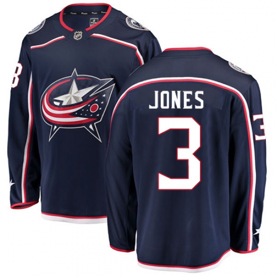 Men's Columbus Blue Jackets 3 Seth Jones Fanatics Branded Navy Blue Home Breakaway NHL Jersey