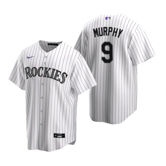 Men's Nike Colorado Rockies 9 Daniel Murphy White Home Stitched Baseball Jersey