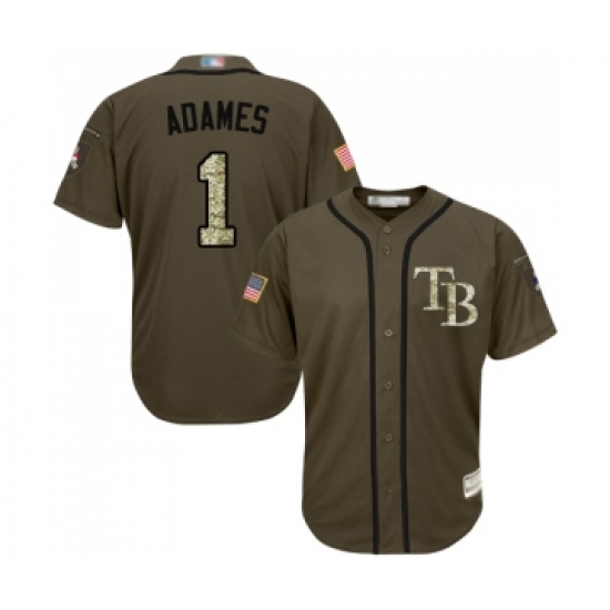 Men's Tampa Bay Rays 1 Willy Adames Authentic Green Salute to Service Baseball Jersey