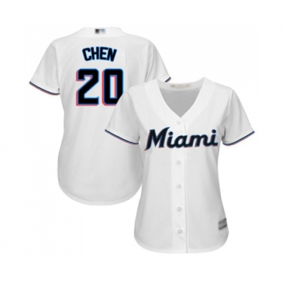 Women's Miami Marlins 20 Wei-Yin Chen Replica White Home Cool Base Baseball Jersey