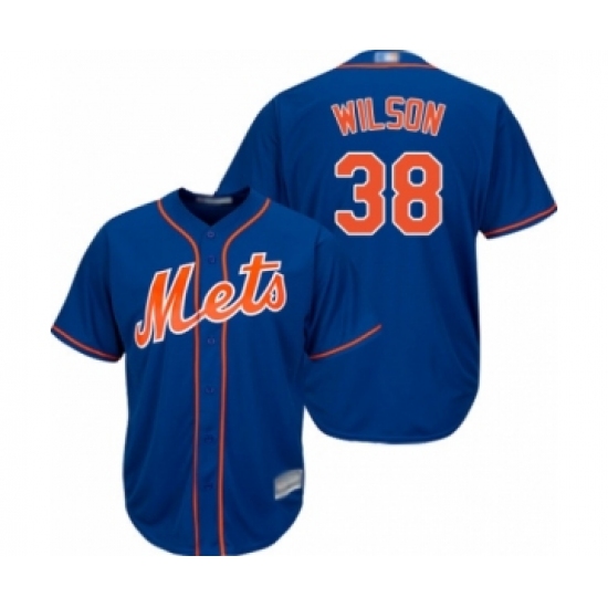 Youth New York Mets 38 Justin Wilson Authentic Royal Blue Alternate Home Cool Base Baseball Player Jersey