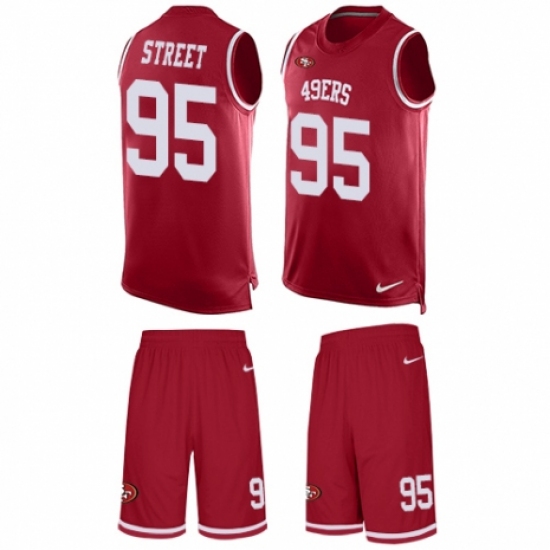 Men's Nike San Francisco 49ers 95 Kentavius Street Limited Red Tank Top Suit NFL Jersey