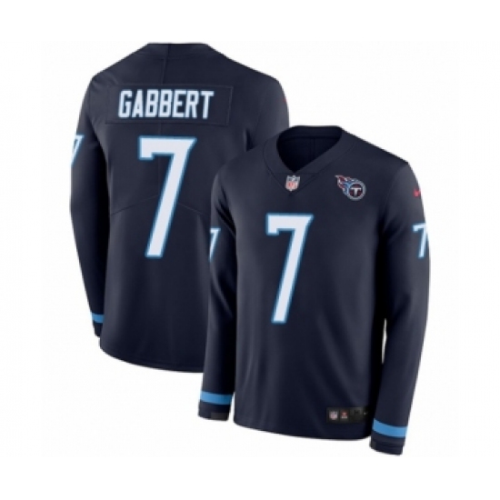 Men's Nike Tennessee Titans 7 Blaine Gabbert Limited Navy Blue Therma Long Sleeve NFL Jersey