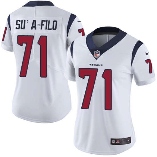 Women's Nike Houston Texans 71 Xavier Su'a-Filo Limited White Vapor Untouchable NFL Jersey