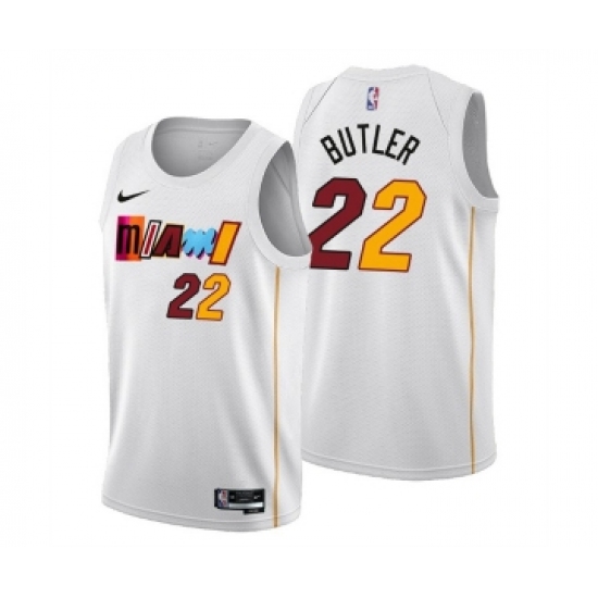 Men's Miami Heat 22 Jimmy Butler 2022-23 White City Edition Stitched Jersey