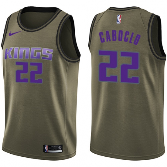 Men's Nike Sacramento Kings 22 Bruno Caboclo Swingman Green Salute to Service NBA Jersey