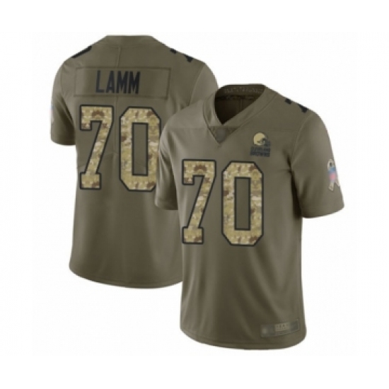 Men's Cleveland Browns 70 Kendall Lamm Limited Olive Camo 2017 Salute to Service Football Jersey