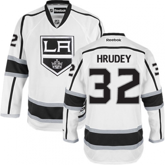 Men's Reebok Los Angeles Kings 32 Kelly Hrudey Authentic White Away NHL Jersey