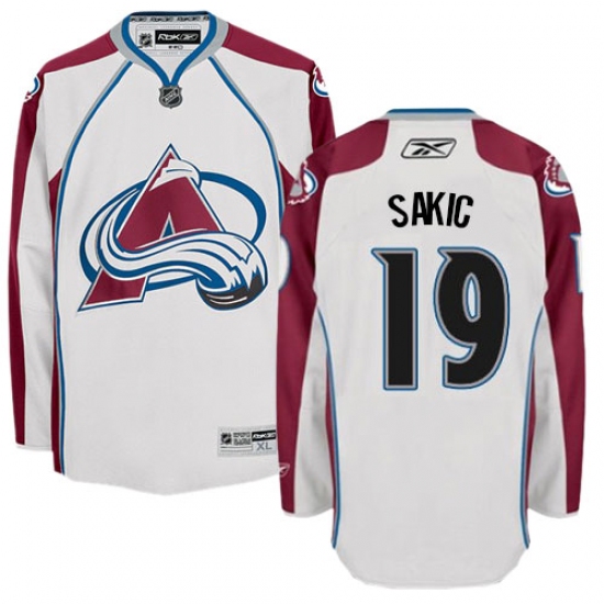 Men's Reebok Colorado Avalanche 19 Joe Sakic Authentic White Away NHL Jersey