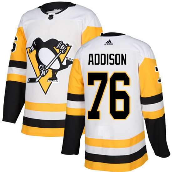 Youth Adidas Pittsburgh Penguins 76 Calen Addison Authentic White Away NHL Jersey