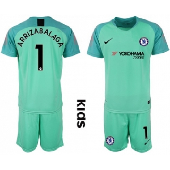 Chelsea 1 Arrizabalaga Green Goalkeeper Kid Soccer Club Jersey