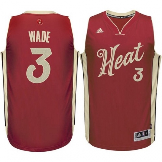 Men's Adidas Miami Heat 3 Dwyane Wade Swingman Red 2015-16 Christmas Day NBA Jersey