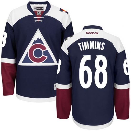 Women's Reebok Colorado Avalanche 68 Conor Timmins Authentic Blue Third NHL Jersey