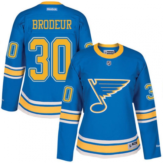 Women's Reebok St. Louis Blues 30 Martin Brodeur Authentic Blue 2017 Winter Classic NHL Jersey