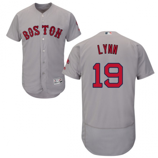 Men's Majestic Boston Red Sox 19 Fred Lynn Grey Road Flex Base Authentic Collection MLB Jersey