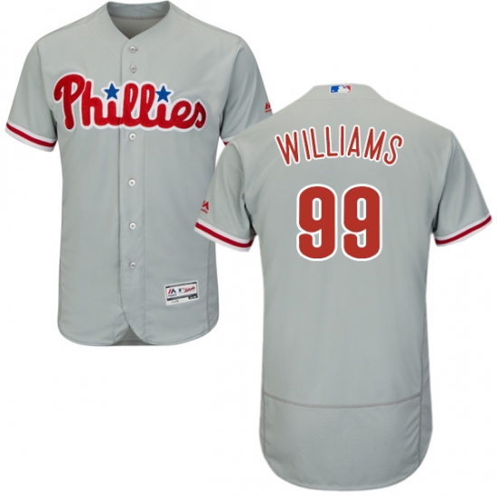 Men's Majestic Philadelphia Phillies 99 Mitch Williams Grey Road Flex Base Authentic Collection MLB Jersey