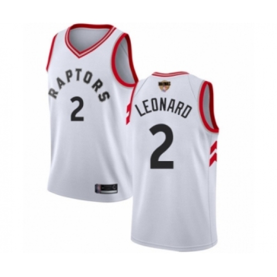 Youth Toronto Raptors 2 Kawhi Leonard Swingman White 2019 Basketball Finals Bound Jersey - Association Edition